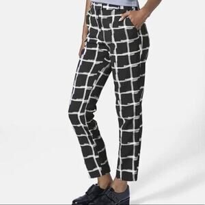 Topshop Black and White Windowpane Pants 8